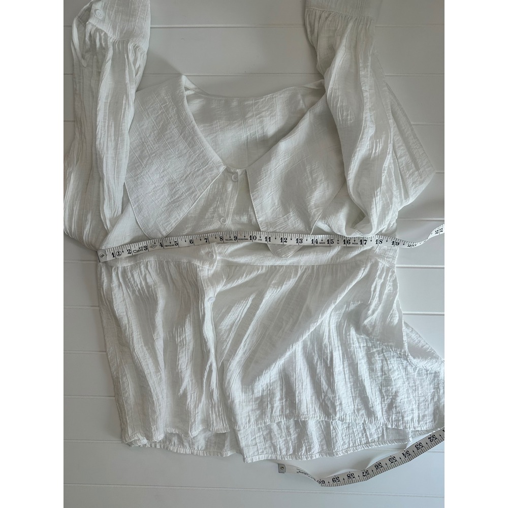 Peter Pan Collar Babydoll Blouse Prairie vintage romantic soft style white S - Picture 6 of 7